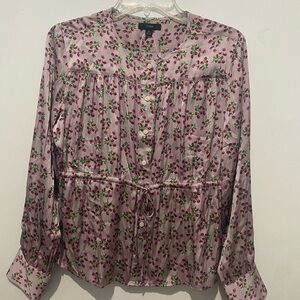 J. Crew Pink Floral Button-Up Blouse
